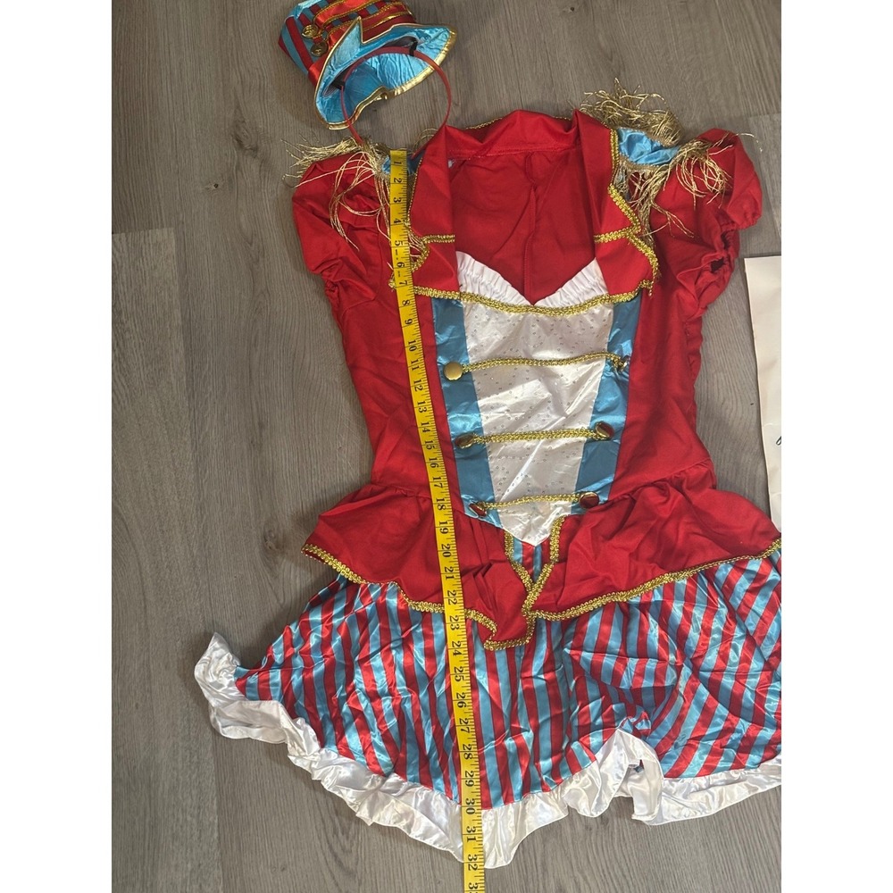 Leg Avenue Ring Master Costume Womens M Red Blue Dress Hat Circus Halloween - Picture 5 of 11